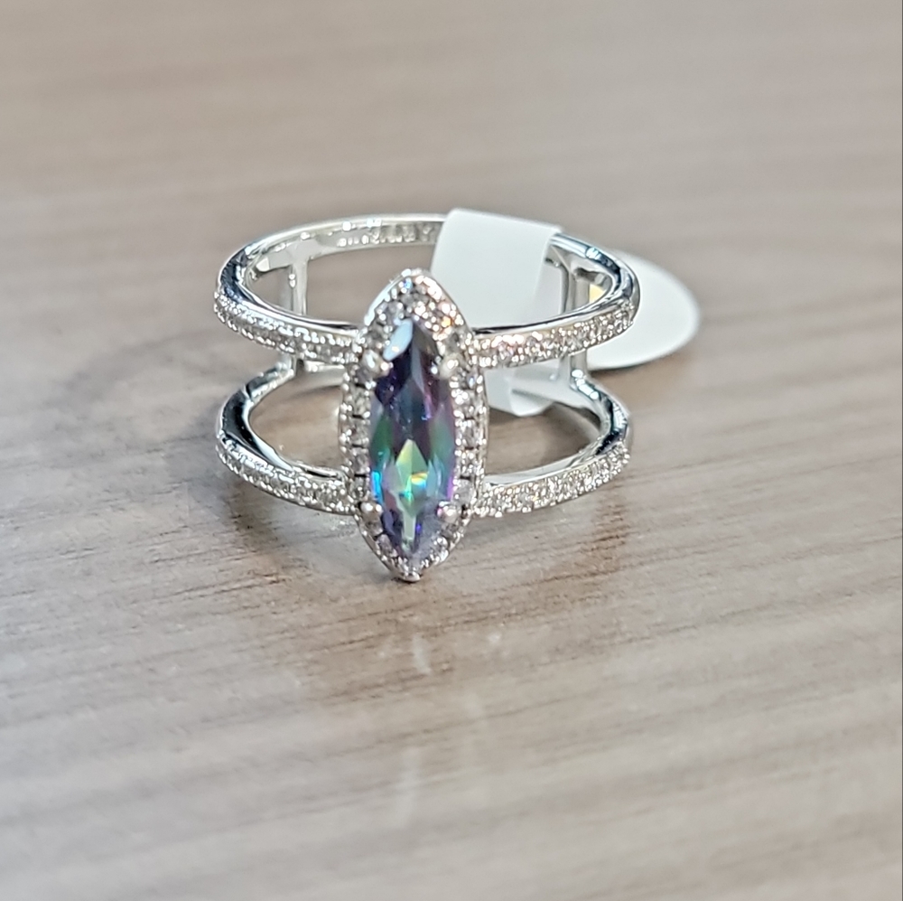 Beautiful Lab created Rainbow Topaz ring, size 7